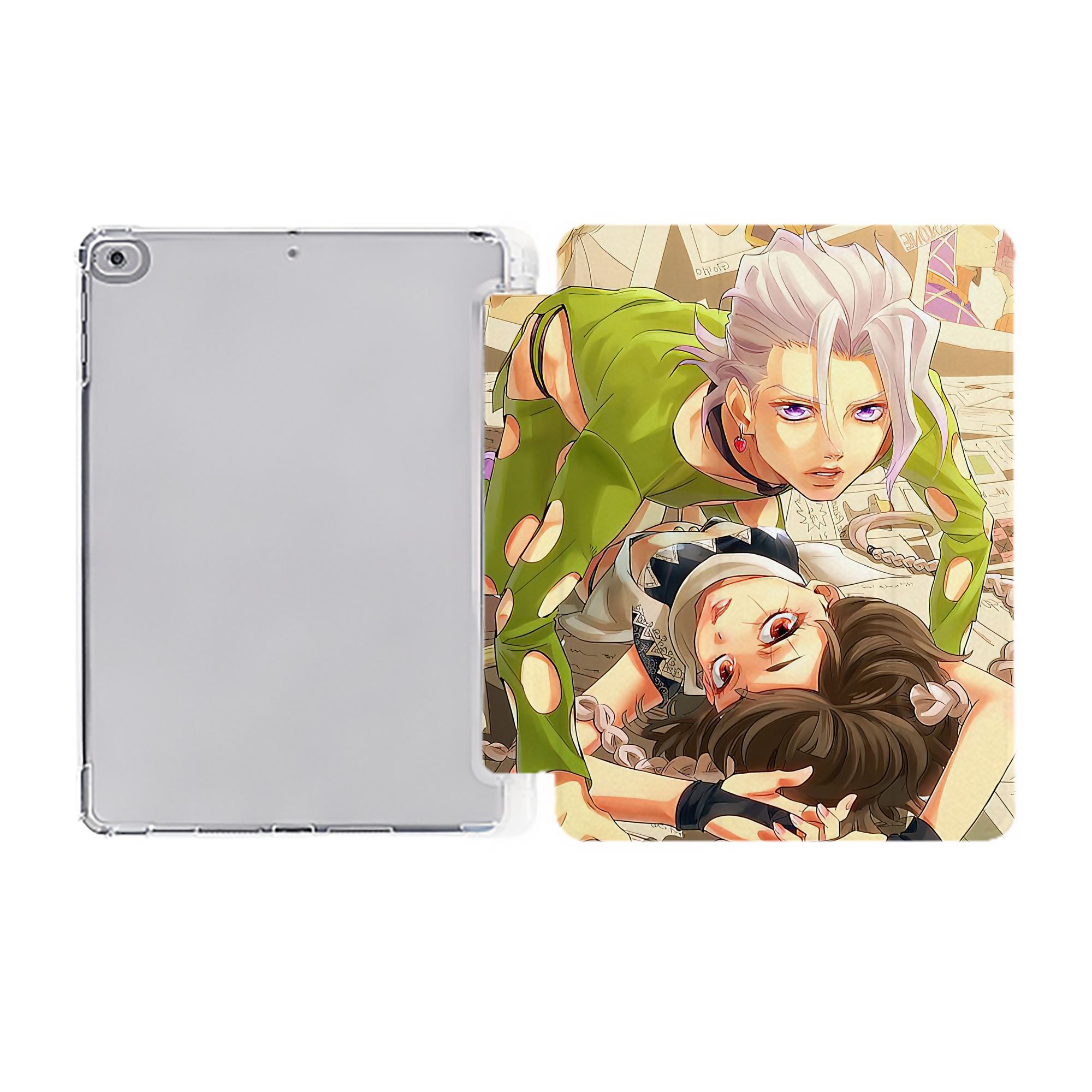 （画像用） ジョジョの奇妙な冒険 JoJo's Bizarre Adventure IPad ケース ペン収納付き 三つ折りスタンド PUレザー×シリコン 対応機種9.5/10.5/10.9インチ